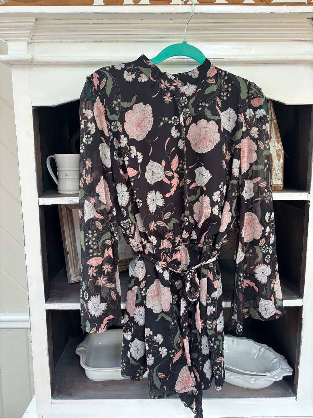 BB Dakota Black Mini Dress with Pink & White Floral Print